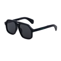 Men's square polarizes sunglasses in matte black with green wing detail on the temple - Matte Black Frame Grey Lens (C5)
