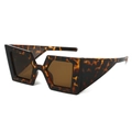 Oversized geometric tortoiseshell sunglasses with bold frames and brown lenses for outdoors - Leopard Frame / Tea Lens