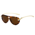 Lunettes aviateur en écaille avec branches dorées et détails torsadés sur la charnière - Standard / Régulier (TVA 13 % incluse) monture léopard avec verres thé