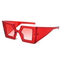 Occhiali da sole oversize rossi traslucidi con montatura geometrica e stanghette spesse - Montatura Rosso Vino/Lente Rossa