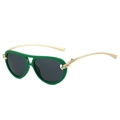 Lunettes aviateur rétro avec monture en résine verte et branches dorées à nœud - Standard / Standard monture verte verres gris (TVA 13 % incluse)