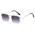 Retro square metal sunglasses with silver frame and purple gradient lenses for men and women - Regular / Silver Frame Double Grey Lens