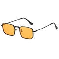 Modern square metal sunglasses with thin black frames and vibrant orange lenses - Regular / Black Frame Orange Lens