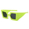 Neon green chunky rectangle sunglasses with wide temples and black lenses - Green Frame Grey Lens