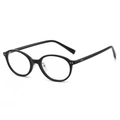 Monture de lunettes ovales noires classiques avec détails à double point et plaquettes - Noir Brillant