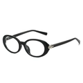 Oval black sunglasses featuring a vintage design and silver spherical metal hinge details - Regular / Standard Black Frame Clear Lenses
