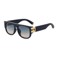 Black square frame sunglasses with gold hardware and gradient lenses for women - Shiny Black Gold Green Yellow (C4)