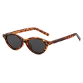 Retro oval tortoiseshell leopard print sunglasses with dark grey lenses and metal rivets - Regular / Standard (incl. 13% Invoice) Leopard Frame, Grey Lens