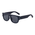 Lunettes de soleil carrées noir mat à la mode avec des branches géométriques audacieuses - Cadre Noir Mat Verres Gris (C5)