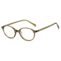 Lunettes ovales à monture complète en vert olive translucide de style rétro - Vert Transparent