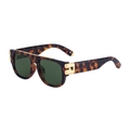 Lunettes de soleil carrées rétro en écaille avec pont en métal et verres verts - Écaille Or Vert G15 (C6)