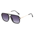 Classic aviator sunglasses with black frame and purple gradient lenses on white background - Regular / Black Frame Double Gray Lens