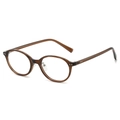 Monture de lunettes ovale en écaille ambre foncé avec une finition rétro - Thé Transparent