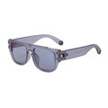 Lunettes de soleil carrées gris translucide avec verres bleu clair et détails métal - Cadre Gris Translucide Mat Gunmetal Lentille Revêtue de Bleu (C8)