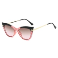 Cat eye sunglasses with black top frame and red pattern lower trim with metal legs - Regular / Standard Black & Red Frame with Tea Pink Lenses