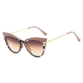 Cat eye sunglasses with khaki tortoise frame and gold metal temples in 45-degree view - Regular / Standard (Incl. 13% VAT) Khaki Frame Double Tea Lenses