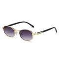 Ovale Vintage-Sonnenbrille mit goldenem Metallrahmen und lila Verlaufsgläsern im modernen Stil - Goldrahmen Verlaufs-Graue Gläser
