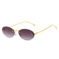 Retro rimless oval sunglasses with purple gradient lenses and gold metal frame - Regular / Gold Frame Gradient Gray Lens