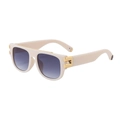 Lunettes de soleil carrées beiges avec détail doré et verres dégradés gris - Cadre Jaune Crème Or Lentille Grise Dégradée (C10)