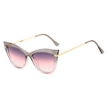 Cat eye sunglasses featuring grey-pink gradient frames and gold metal spring legs - Regular / Regular Grey-Pink Frames and Lenses