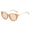 Chic cat eye sunglasses with light brown frames and golden metal chain link temples - Regular / Standard (Incl. 13% VAT) Pink Frame & Light Tea Lenses