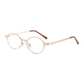 Retro-Sonnenbrille mit ovalem Metallrahmen in Roségold und UV-Schutz für Damen - Goldener Rahmen Klare Gläser