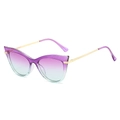 Cat eye sunglasses with purple gradient lenses and golden metal spring hinges - Regular / Standard Purple Blue Frame with Purple Blue Lenses