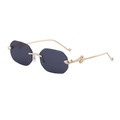 Lunettes de soleil octogonales sans monture avec verres gris et branches serpent or - Monture Dorée Verres Gris (C1)