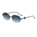 Lunettes de soleil carrées sans monture avec verres dégradés gris et branches serpent - Monture Gunmetal Verres Gris (C3)