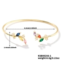 Bracciale rigido aperto dorato con gemme colorate taglio marquise e dettagli in zircone - Oro 16K Zirconia a Colori Misti