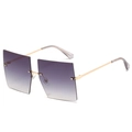 Oversized rimless square sunglasses featuring purple gradient lenses and gold temples - Regular / Gold Frame Gradient Gray Lens