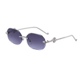 Lunettes de soleil carrées sans monture avec verres dégradés violets et branches serpent argent - Monture Argentée Verres Gris Dégradés (C4)