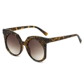 Modieuze oversized ovale cat-eye zonnebril met schildpadmontuur en bruine gradiënt glazen - Normaal / Luipaard Frame Gradiënt Bruine Lenzen