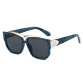 Oversized square sunglasses with blue marble frame and tinted grey lenses - Regular / Solid Blue Frame Grey Lens