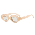 Bubble oval thick frame sunglasses in translucent pink finish with grey lenses - Jelly Tea Frame Light Grey Lens