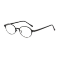 Retro-Sonnenbrille mit ovalem schwarzem Rahmen, Metallscharnieren und schmalen Bügeln - Schwarzer Rahmen Klare Gläser
