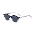 Lunettes de soleil carrées noires avec branches transparentes et tige en métal gravée - Monture Dégradé Noir Vers Transparent Verres Gris