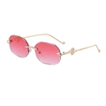 Chic rimless sunglasses featuring pink gradient octagonal lenses and gold snake temples - Gold Frame Pink Lenses (C7)