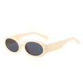 Retro oval sunglasses with a cream frame and dark grey lenses for a vintage look - Regular / Standard Cream Frame with Grey Lenses