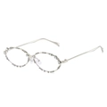 Gafas de sol ovaladas de metal plateado con pedrería brillante y montura artística - Régulier / Estándar montura plateada con lentes claros