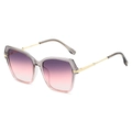 Oversized vierkante zonnebril met paars verloop en goudkleurige metalen pootjes - Grijs Roze Frame Grijs Roze Glazen