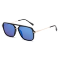 Classic aviator sunglasses with gold metal temples and blue polarized mirrored lenses - Regular / Black Frame Blue Mirror Lens