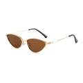 Occhiali da sole cat-eye chic con montatura in metallo dorato e lenti marroni da donna - Montatura Oro Lenti Marroni
