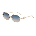Frameless octagonal sunglasses with gradient lenses and golden snake temples - Gold Frame Blue Yellow Gradient Lenses (C9)