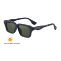 Square frame photochromic sunglasses with black frame and green lenses for men - Matte Black Gunmetal Frame Turn Green