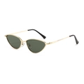 Occhiali da sole cat-eye in metallo dorato con montatura incisa vintage e lenti scure - Montatura Dorata Lenti Verde Scuro
