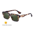 Square frame photochromic sunglasses with tortoiseshell texture and green lenses - Tortoise Gold Frame Turn Green