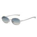 Retro oval sunglasses with silver metal frame and blue to yellow gradient lenses - Regular / Silver Frame Green Yellow Lens