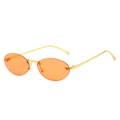 Frameless oval sunglasses with orange lenses and golden metal temples for women - Regular / Gold Frame Orange Lens