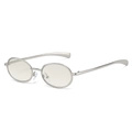 Vintage silver oval metal frame sunglasses with lightweight slim temples and clear lenses - Regular / Silver Frame Light Mercury Lens
